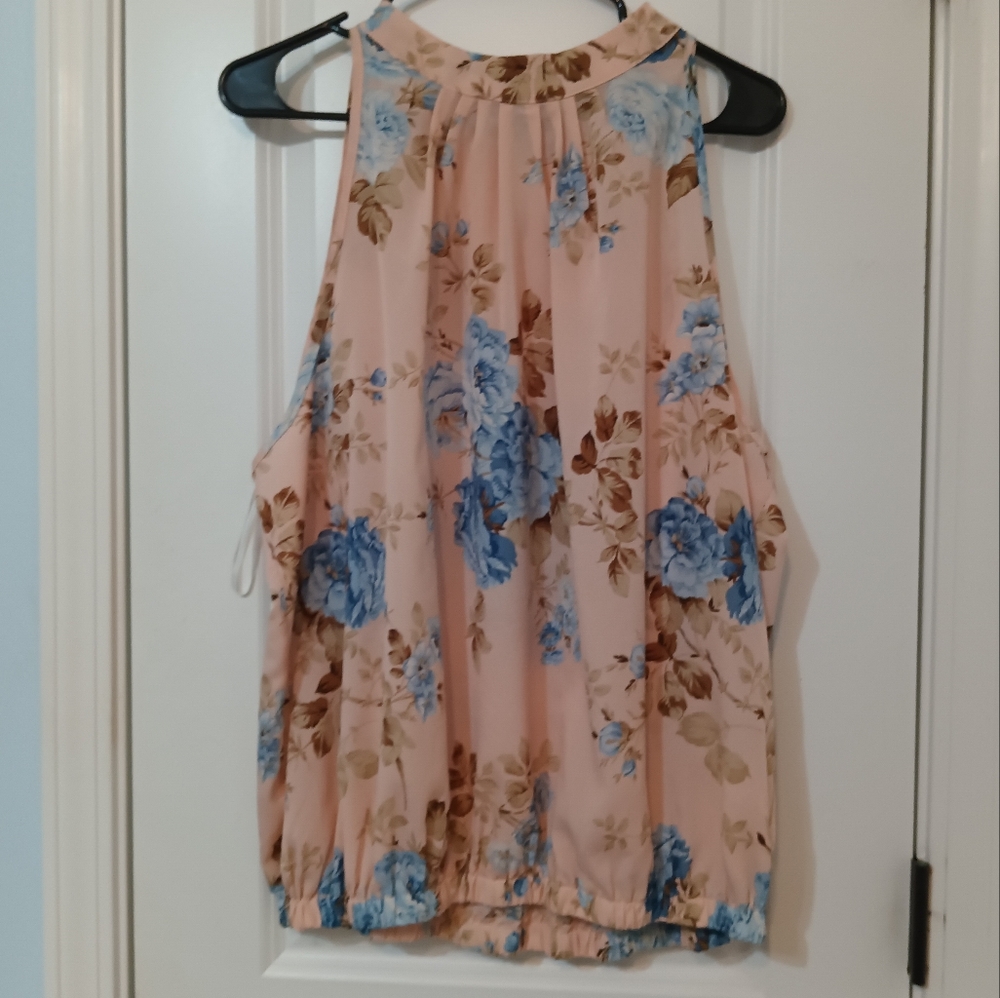 Shein 2xl pink and blue flower halter top